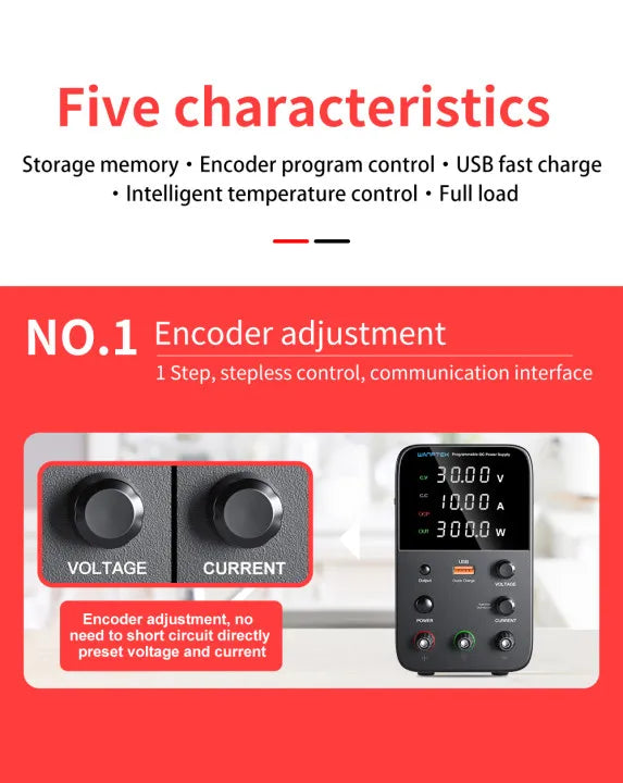 Wanptek Adjustable DC Power Supply 30V 10A 5A