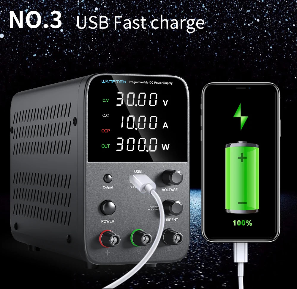 Wanptek Adjustable DC Power Supply 30V 10A 5A