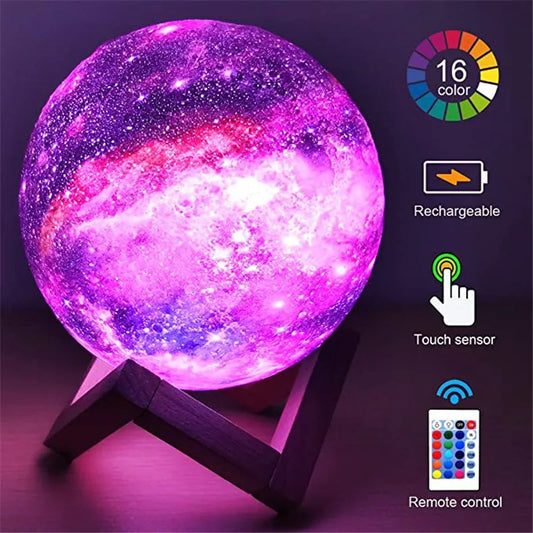 3D Print Moon Lamp 16 colors Remote LED Night Light